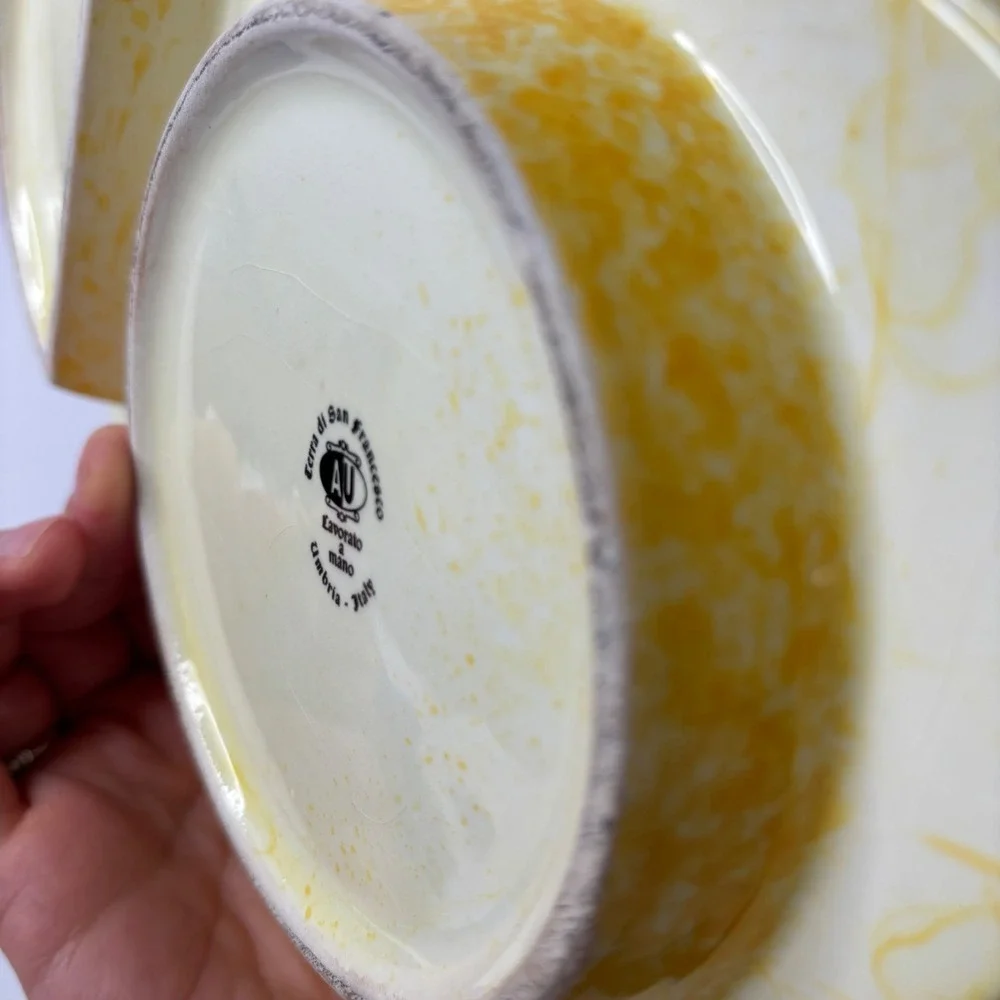 Terra di San Francesco AU Lavorato a Mano Italy‎ Yellow Spongeware Divided Tray